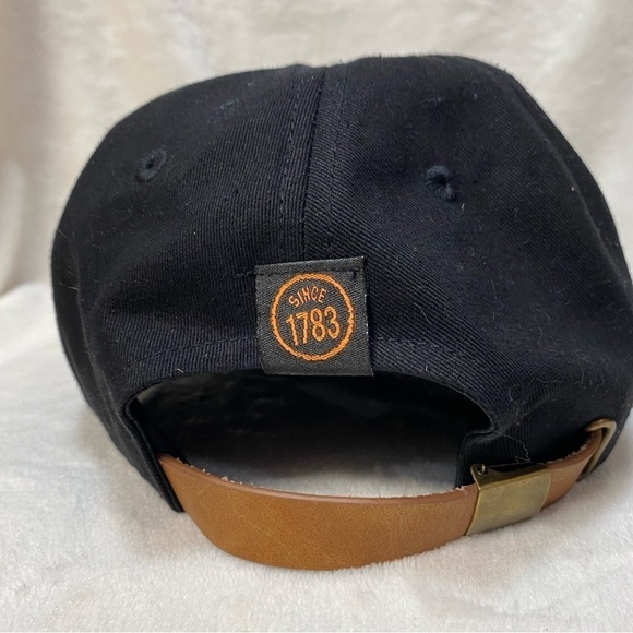 Evan Williams Bourbon Whiskey Black Cap/ Hat Leather Logo Adjustable - Picture 3 of 10